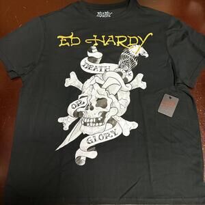 Ed Hardy men’s black sword, skull graphic T-shirt, XL